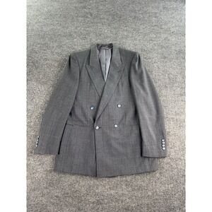 Vintage Jean Paul Germain Suit Jacket 38L Gray Wool Polyester Double Breasted